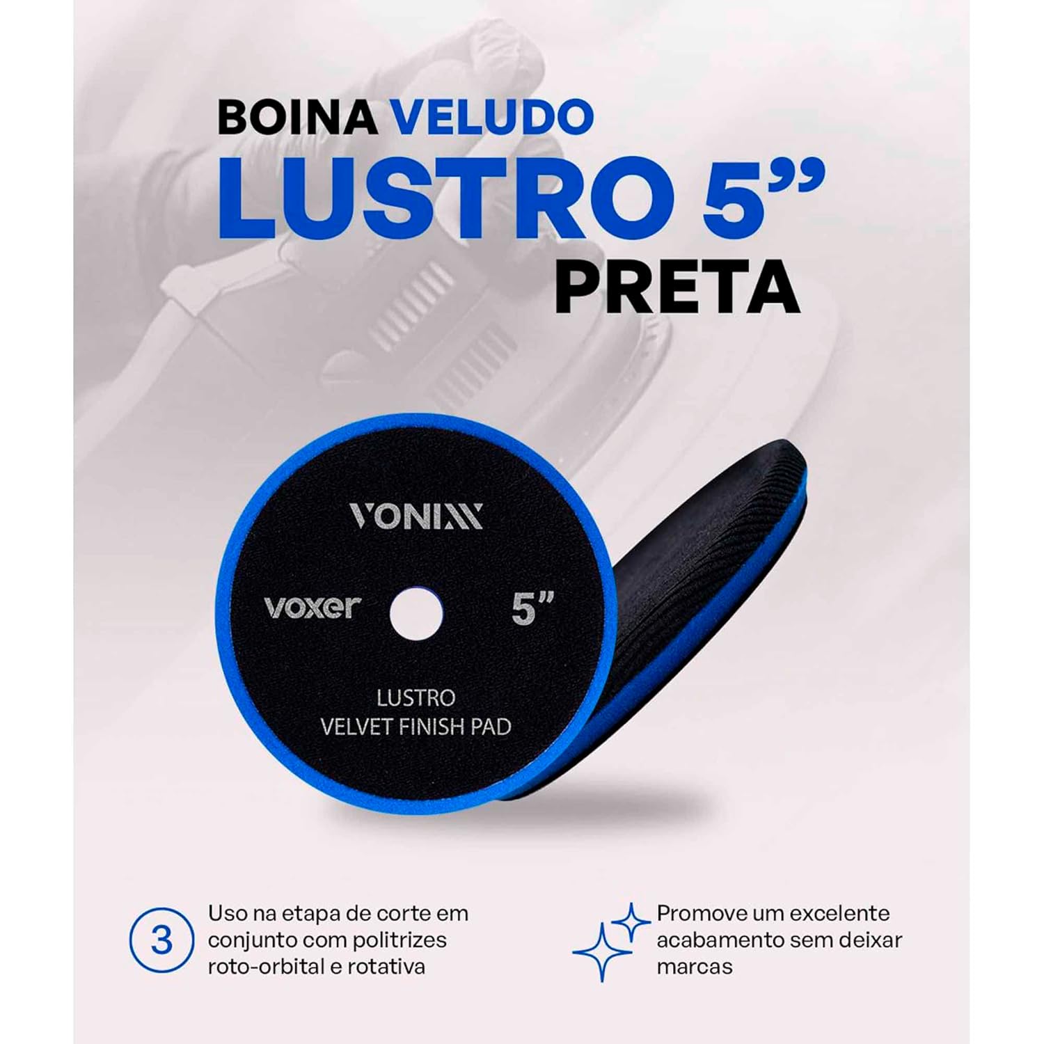 Pad para Pulir Vidrios Terciopelo 5 Pulgadas, Boina VOXER